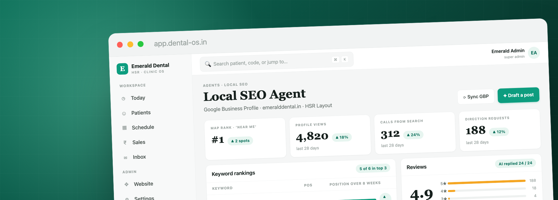 Onvertz — Google Business Profiles screen
