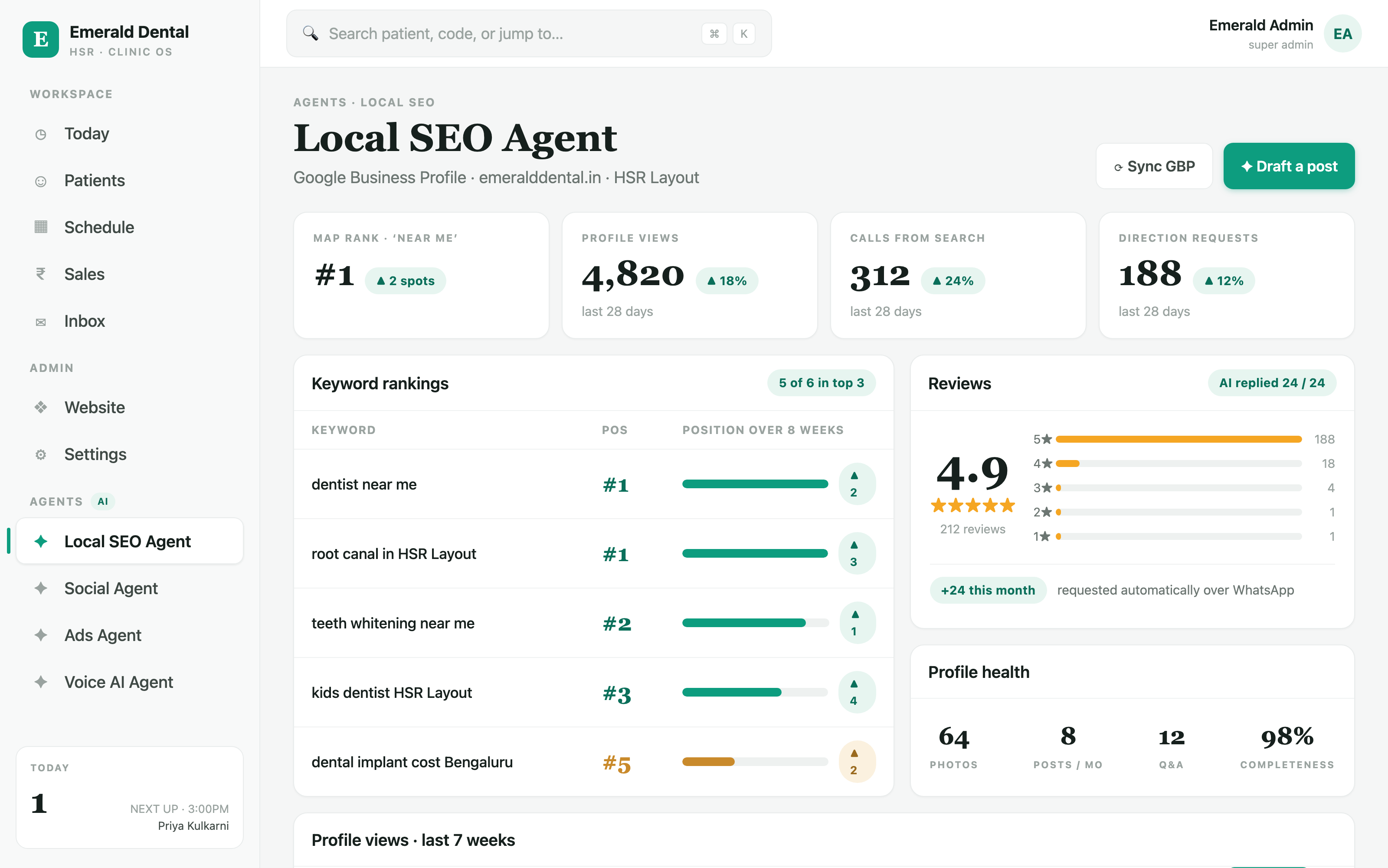 Onvertz — Google Business dashboard