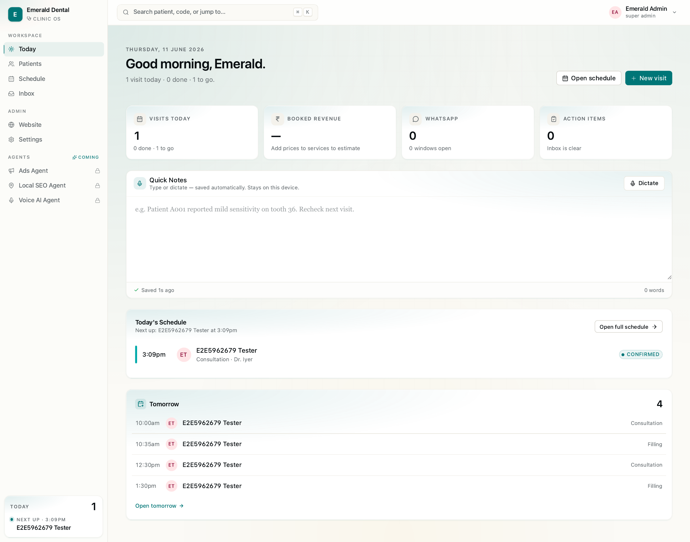 Onvertz — the Today dashboard, live in the product
