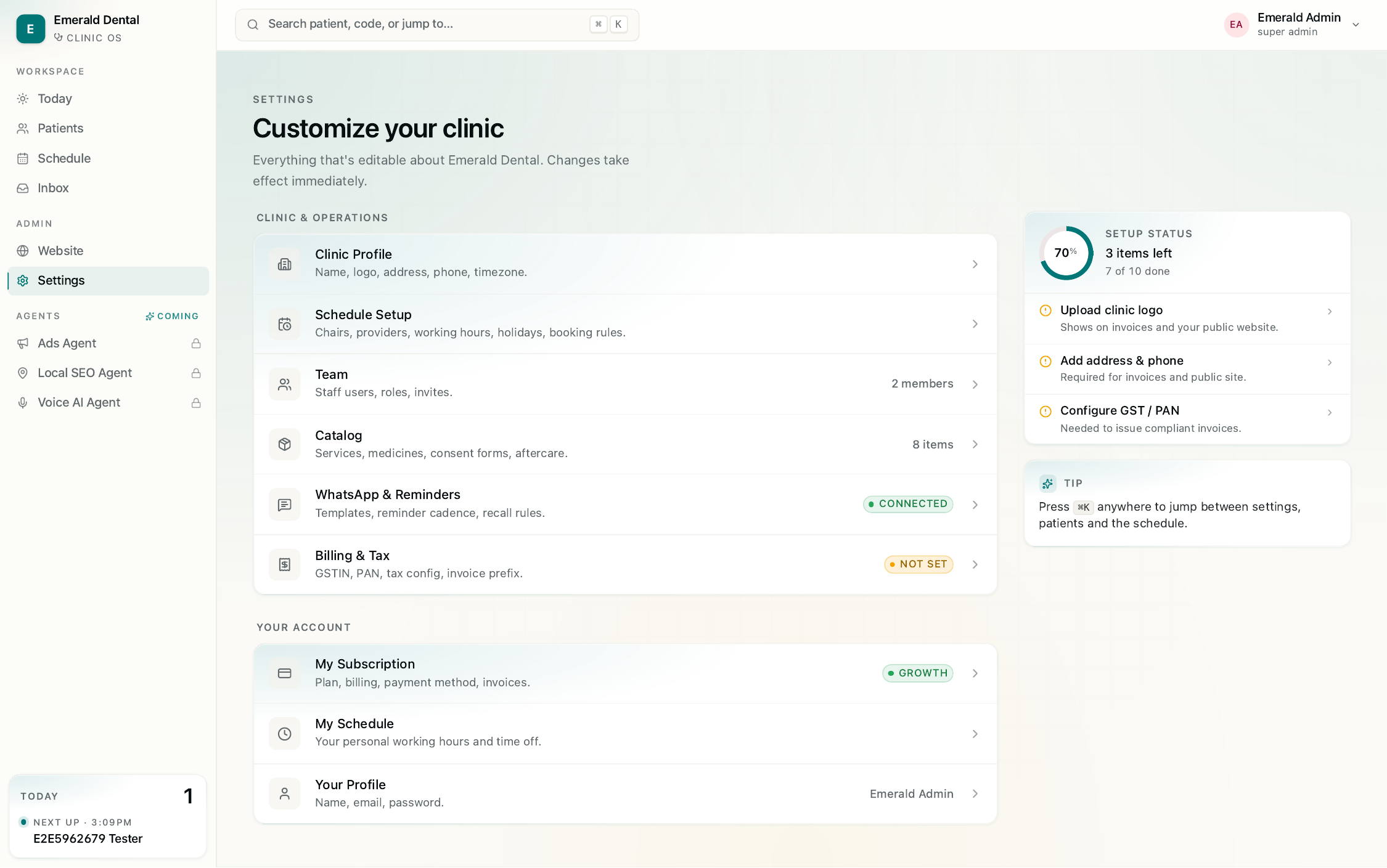 Onvertz — business settings